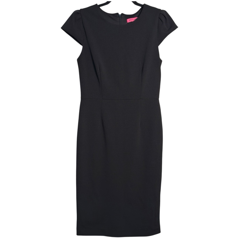 Betsey Johnson Classic Black Midi Puff Sleeve Dress Sz 6 - Picture 11 of 11